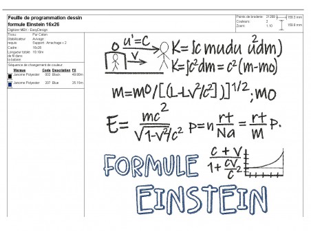 Motif de broderie machine formule  Einstein