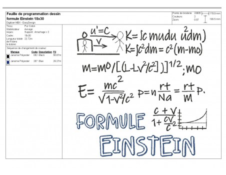 Embroidery design  formula einstein