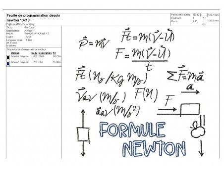 Motif de broderie machine formule  Newton