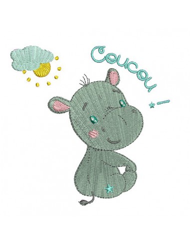 embroidery design baby girl hippo
