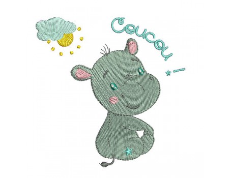 embroidery design baby girl hippo