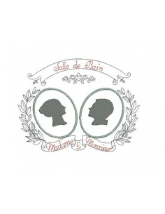 Motif de broderie cadre double camées