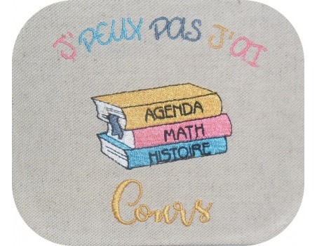 Embroidery design text I can not school
