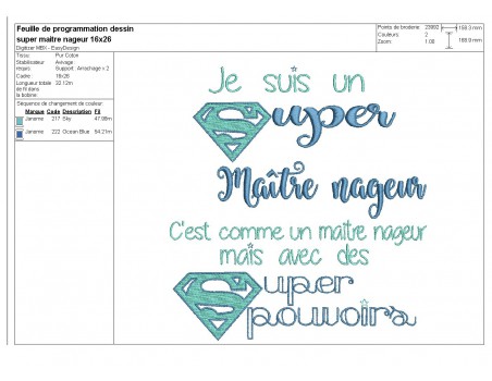 Motif de broderie super maître nageur