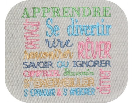 Motif de broderie  machine texte mots