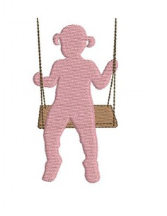 Motif de broderie petite fille sur balançoire