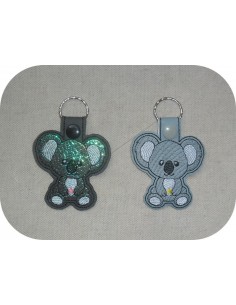 Motif de broderie machine porte clé koala en mylar  ITH