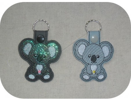 Motif de broderie machine porte clé koala en mylar  ITH