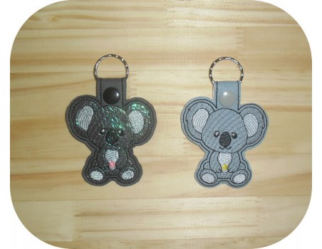 Motif de broderie machine porte clé koala en mylar  ITH