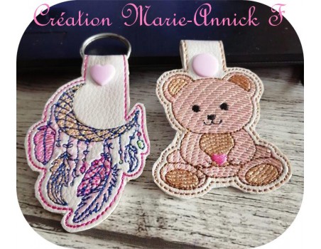 Motif de broderie machine porte clé ourson en mylar  ITH