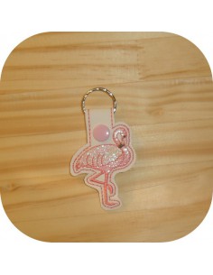 machine embroidery design flamingo mylar keychains ith