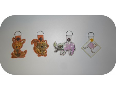 machine embroidery design squirrel  mylar keychains ith