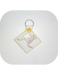 Motif de broderie machine porte clé kangourou Australien en mylar  ITH