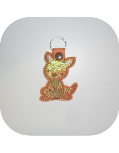 machine embroidery design Australian kangaroo  mylar keychains ith