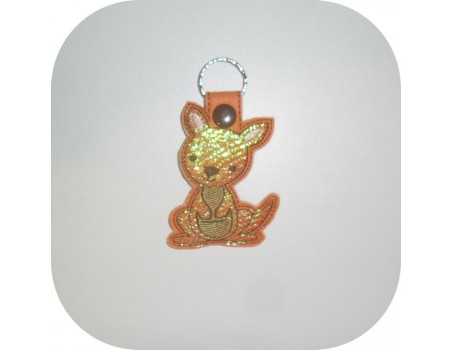 machine embroidery design Australian kangaroo  mylar keychains ith