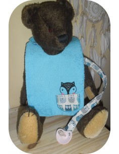 machine embroidery design  bib tie pacifier Sloth