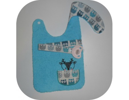 machine embroidery design  bib tie pacifier deer