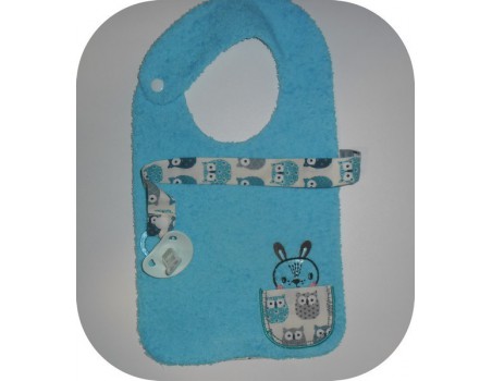 Motif de broderie machine ITH  Bavoir attache tétine lapin