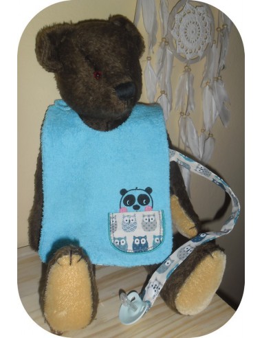 machine embroidery design  bib tie pacifier bear