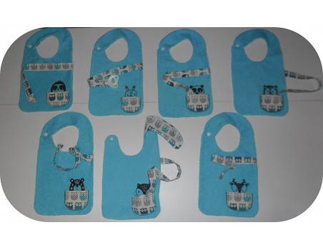 machine embroidery design  bib tie pacifier panda