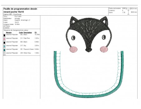 Motif de broderie machine  renard