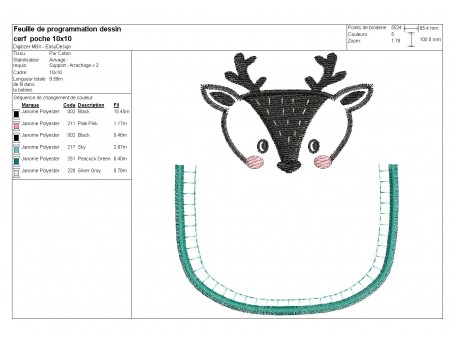 Motif de broderie machine  cerf