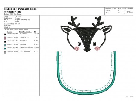 Motif de broderie machine  cerf