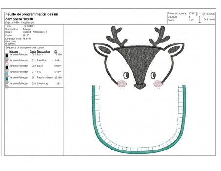 Motif de broderie machine  cerf