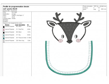 Motif de broderie machine  cerf