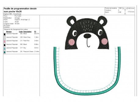 Motif de broderie machine  ours