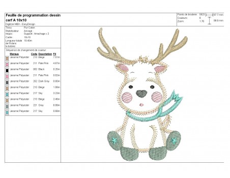 Motif de broderie machine cerf appliqué