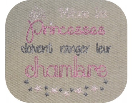 Motif de broderie machine princesse chambre