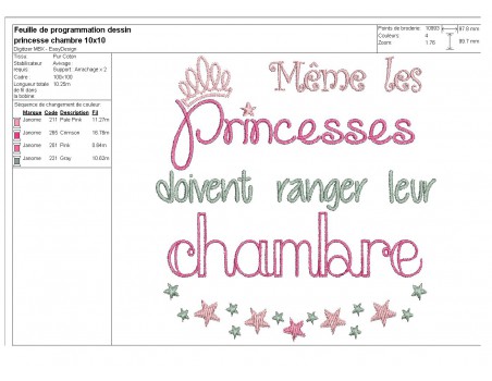 Embroidery design frame  princess