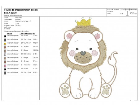 embroidery design machine little lion applique