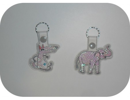 machine embroidery design elephant mylar keychains ith