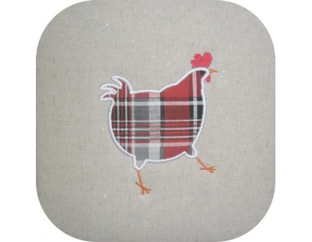 Motif de broderie machine poule  appliquée