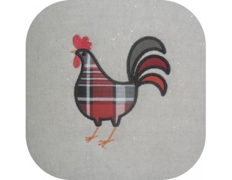 Motif de broderie machine coq  appliqué