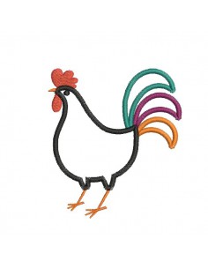 Motif de broderie machine coq  appliqué