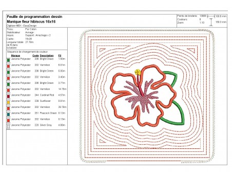 Instant download machine embroidery potholder oven  or trivet hibiscus flower ith