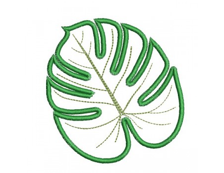 Motif de broderie machine feuille de monstera  en appliqué