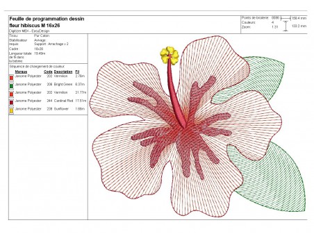 machine embroidery design hibiscus flower mylar keychains ith