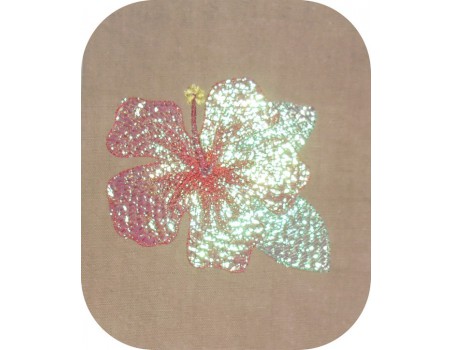 Motif de broderie machine fleur d'hibiscus  en mylar