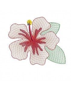 Motif de broderie machine fleur d'hibiscus  en mylar