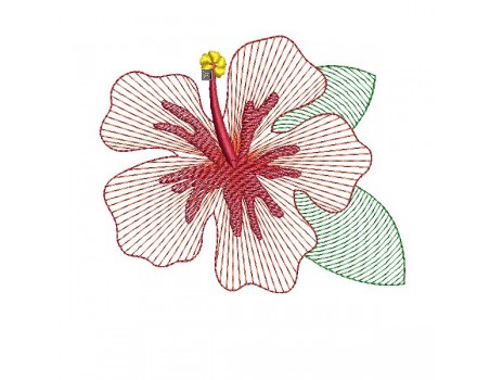 Motif de broderie machine fleur d'hibiscus  en mylar