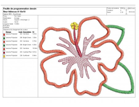 machine embroidery design hibiscus flower mylar