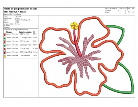 machine embroidery design hibiscus flower mylar