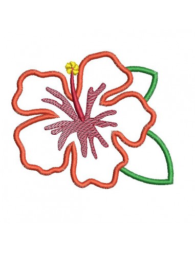 Motif de broderie machine fleur d'hibiscus  en appliqué