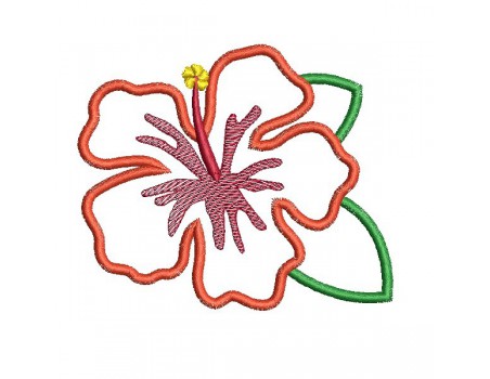 Motif de broderie machine fleur d'hibiscus  en appliqué