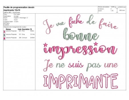 Motif de broderie  texte bonne impression