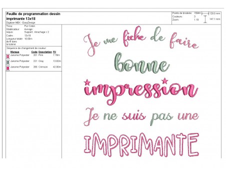 Motif de broderie  texte bonne impression